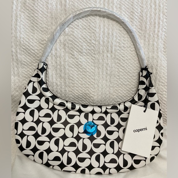 Coperni Handbags - Coperni Ring Swipe Baguette Logo Leather Top Handle Bag